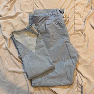 Figs women’s Heather Indigo scrub top and pants